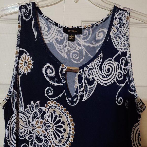 Espresso Navy Sleeveless Maxi Dress SZ SM - Picture 3 of 3